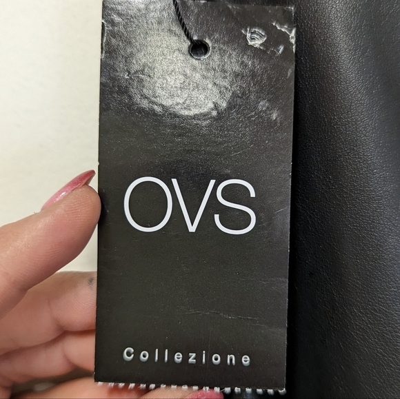 Ovs High Waist Black Faux Leather Ankle Pants with Front Seam 4 - Picture 7 of 12